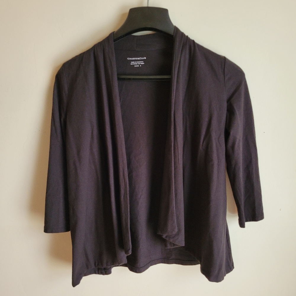 Charter club womens open front black cardigan size small.